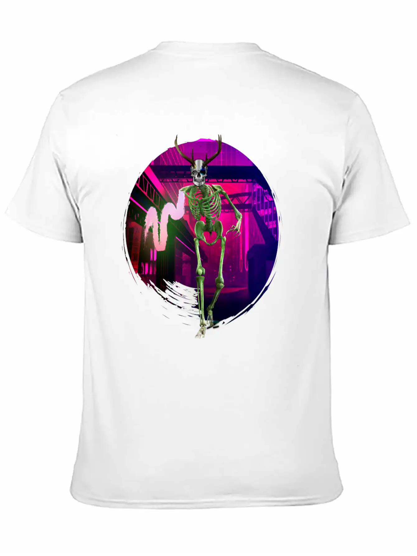 Cool Gothic Cyberpunk Portal City Creepy Skeleton Comfortable Minimalist Graphic Tee – Summer Style Essential