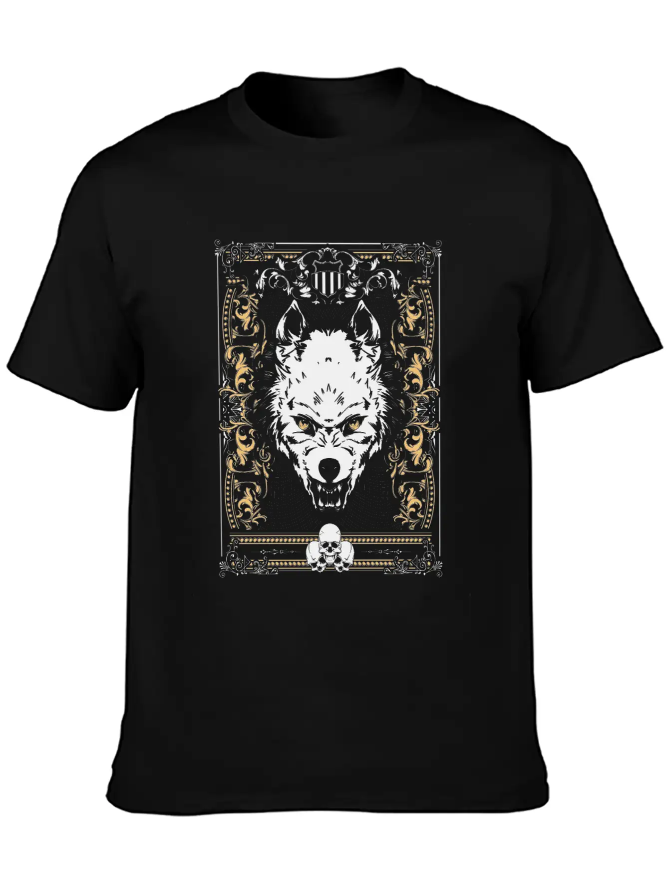 Cool Gothic Wolf And Skulls - Awesome Wolf Lover G Essential Unisex Summer Tee – Soft Cotton Casual Fit