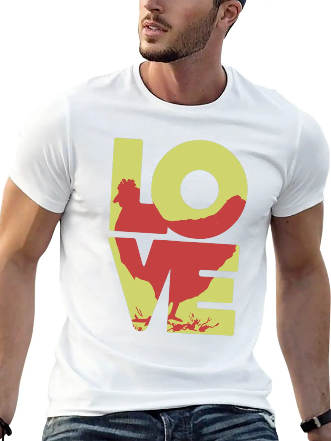Cool Love Chicken T-shirt Stylish Everyday T-Shirt – Unisex Basic Cotton Tee
