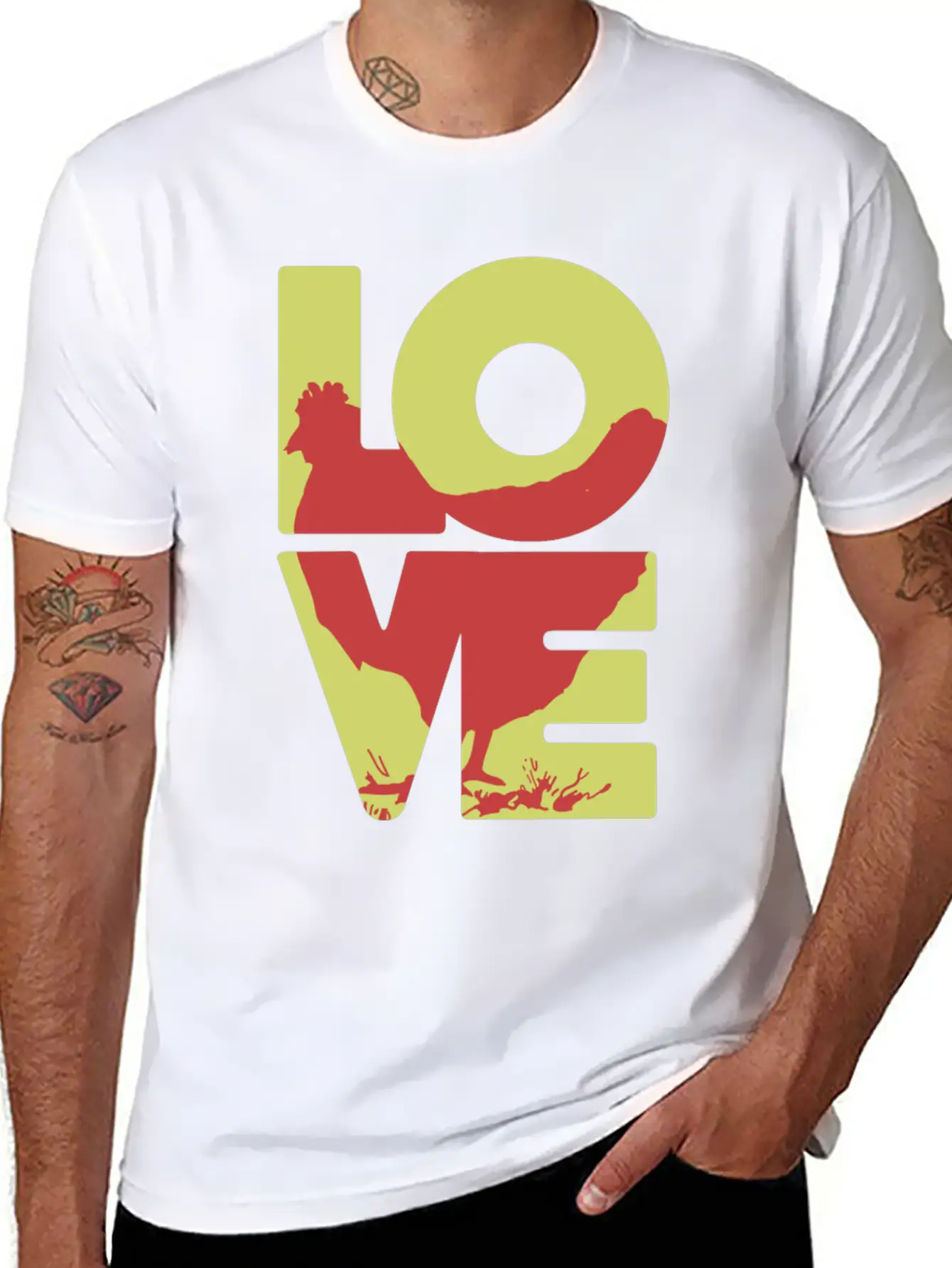 Cool Love Chicken T-shirt Stylish Everyday T-Shirt – Unisex Basic Cotton Tee