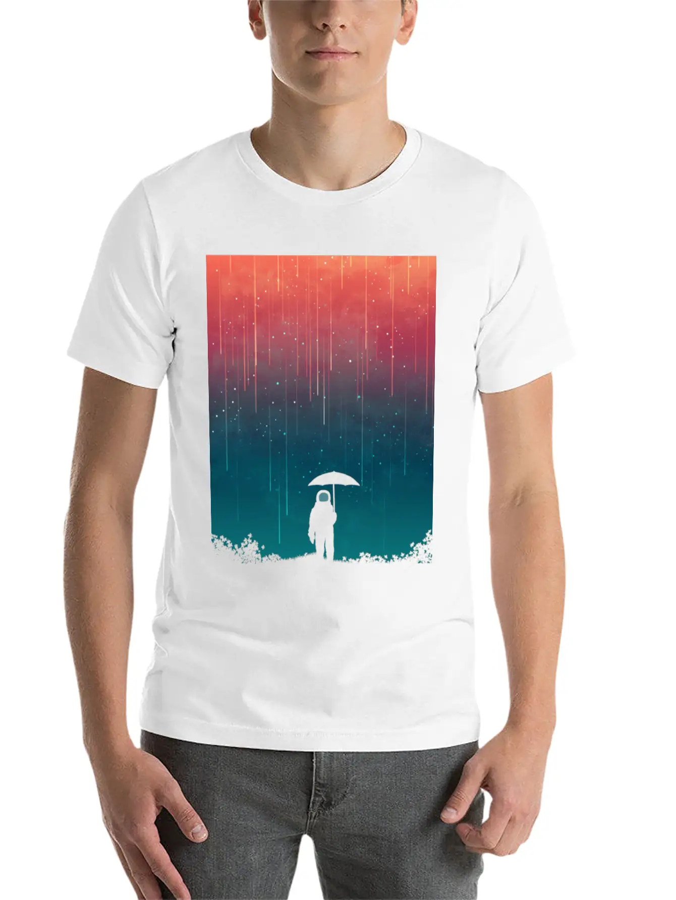 Cosmic Downpour Unisex Casual T-Shirt – Clean Design For Daily Comfort