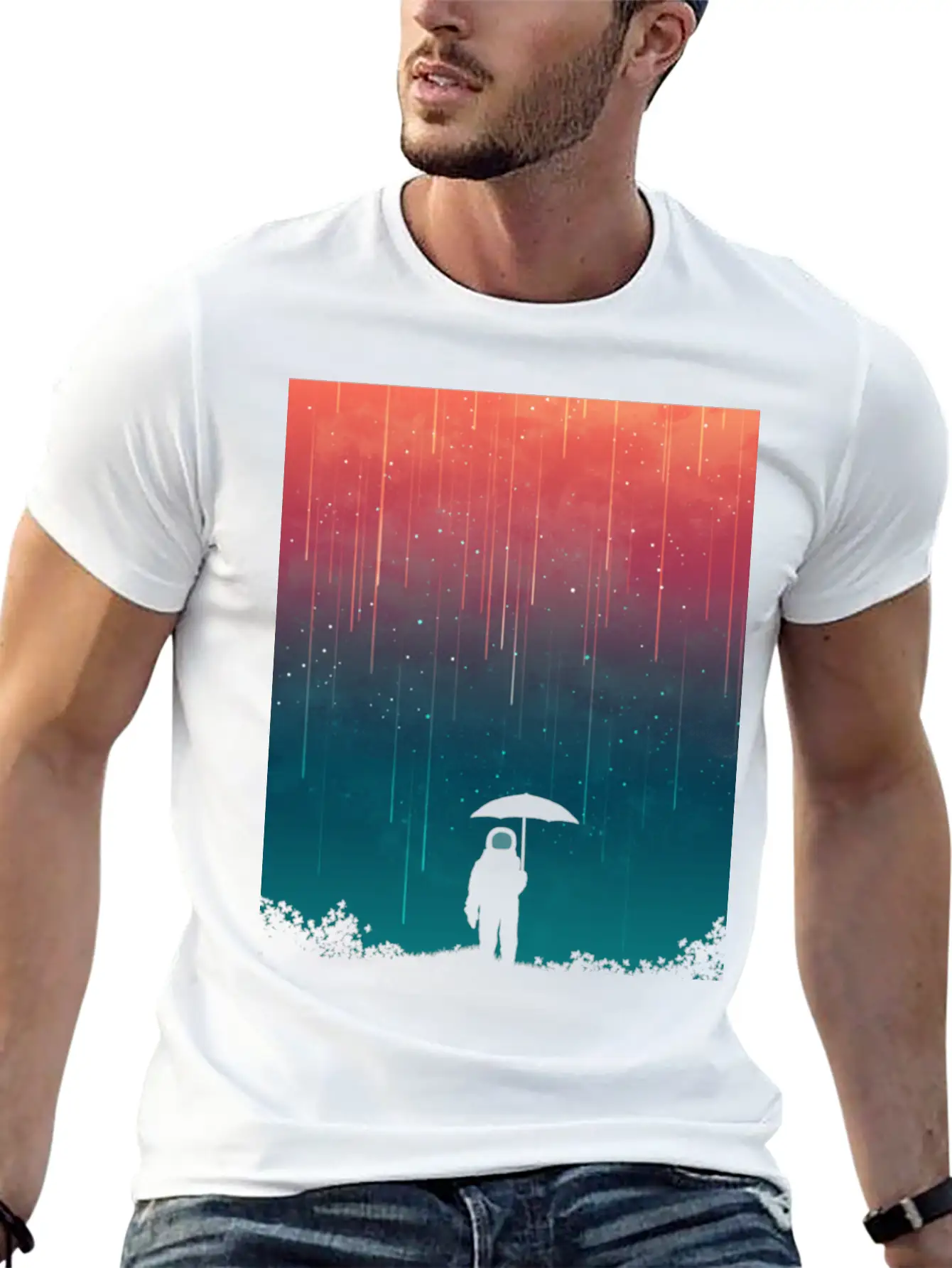 Cosmic Downpour Unisex Casual T-Shirt – Clean Design For Daily Comfort