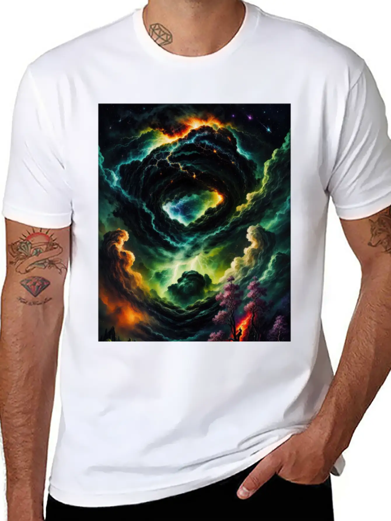 Cosmic Landscape Unisex Short Sleeve Soft Cotton T-Shirt – Casual Everyday Wear