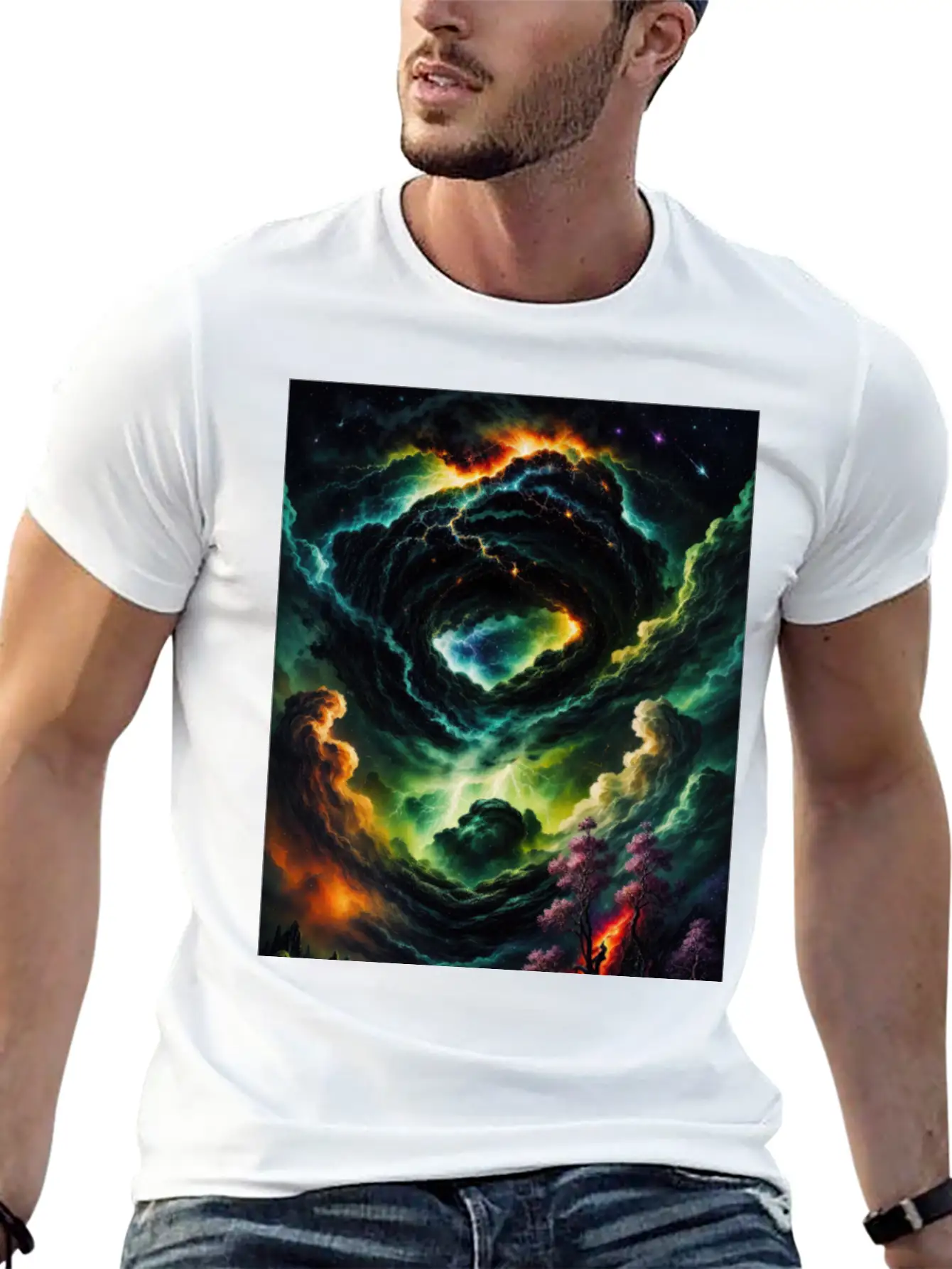 Cosmic Landscape Unisex Short Sleeve Soft Cotton T-Shirt – Casual Everyday Wear