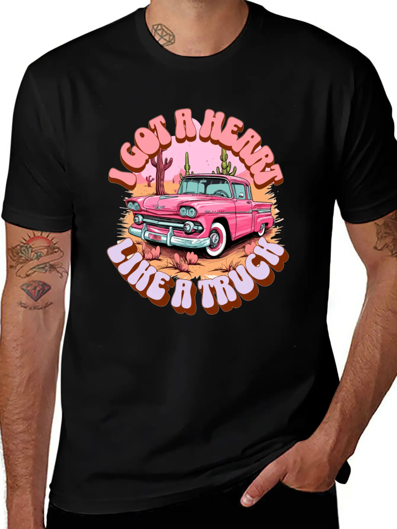 Country, Western, Heart Like A Truck, Western Boho Stylish Everyday T-Shirt – Unisex Basic Cotton Tee
