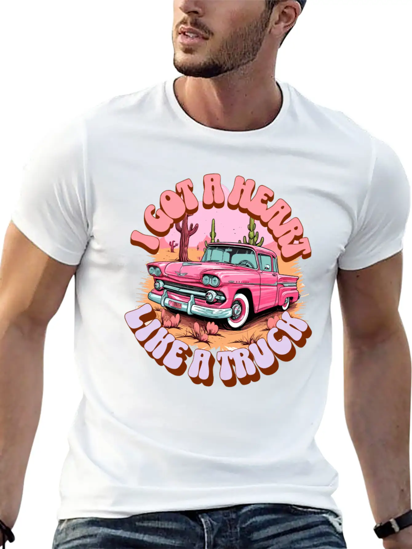 Country, Western, Heart Like A Truck, Western Boho Stylish Everyday T-Shirt – Unisex Basic Cotton Tee