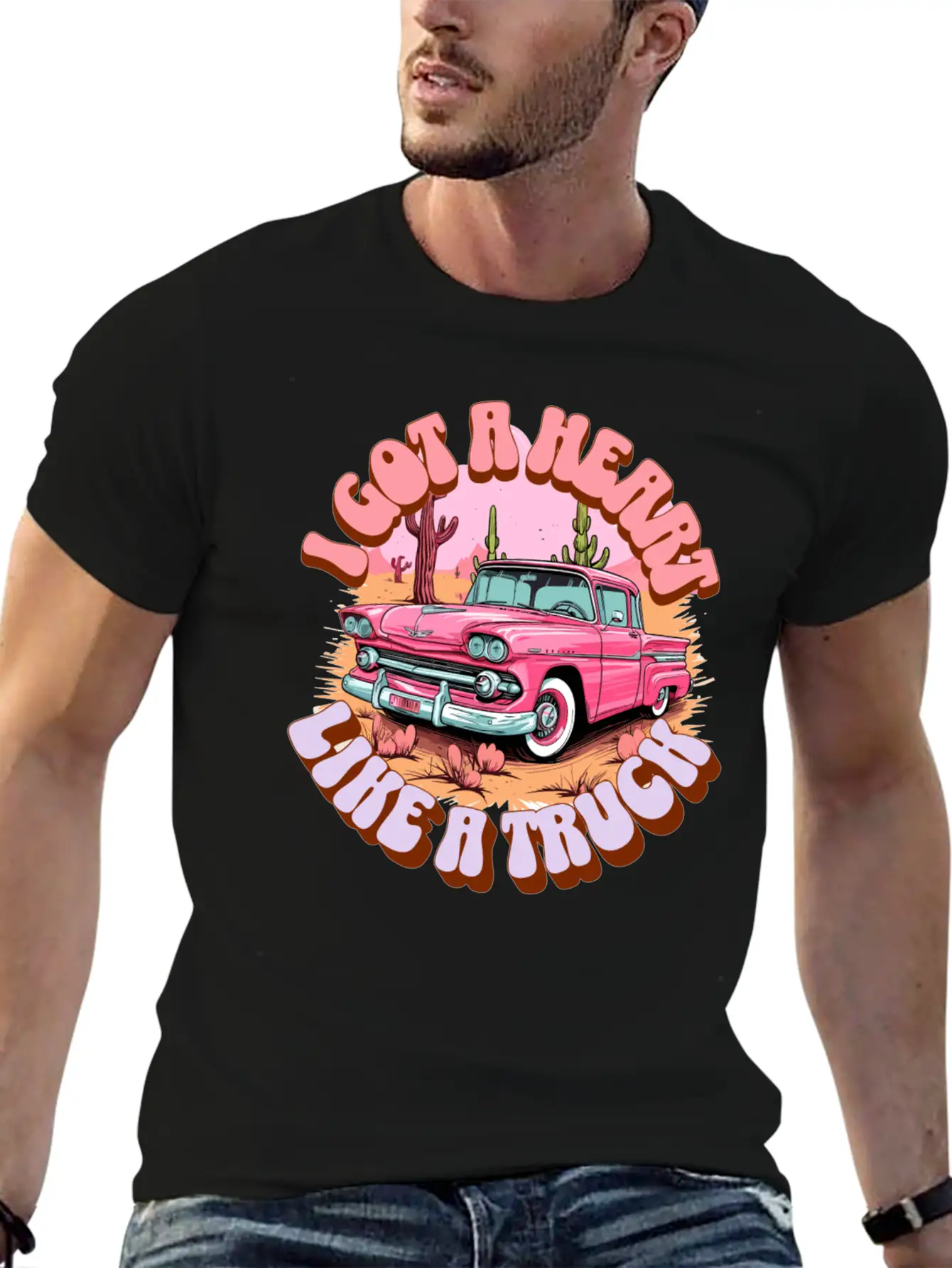 Country, Western, Heart Like A Truck, Western Boho Stylish Everyday T-Shirt – Unisex Basic Cotton Tee