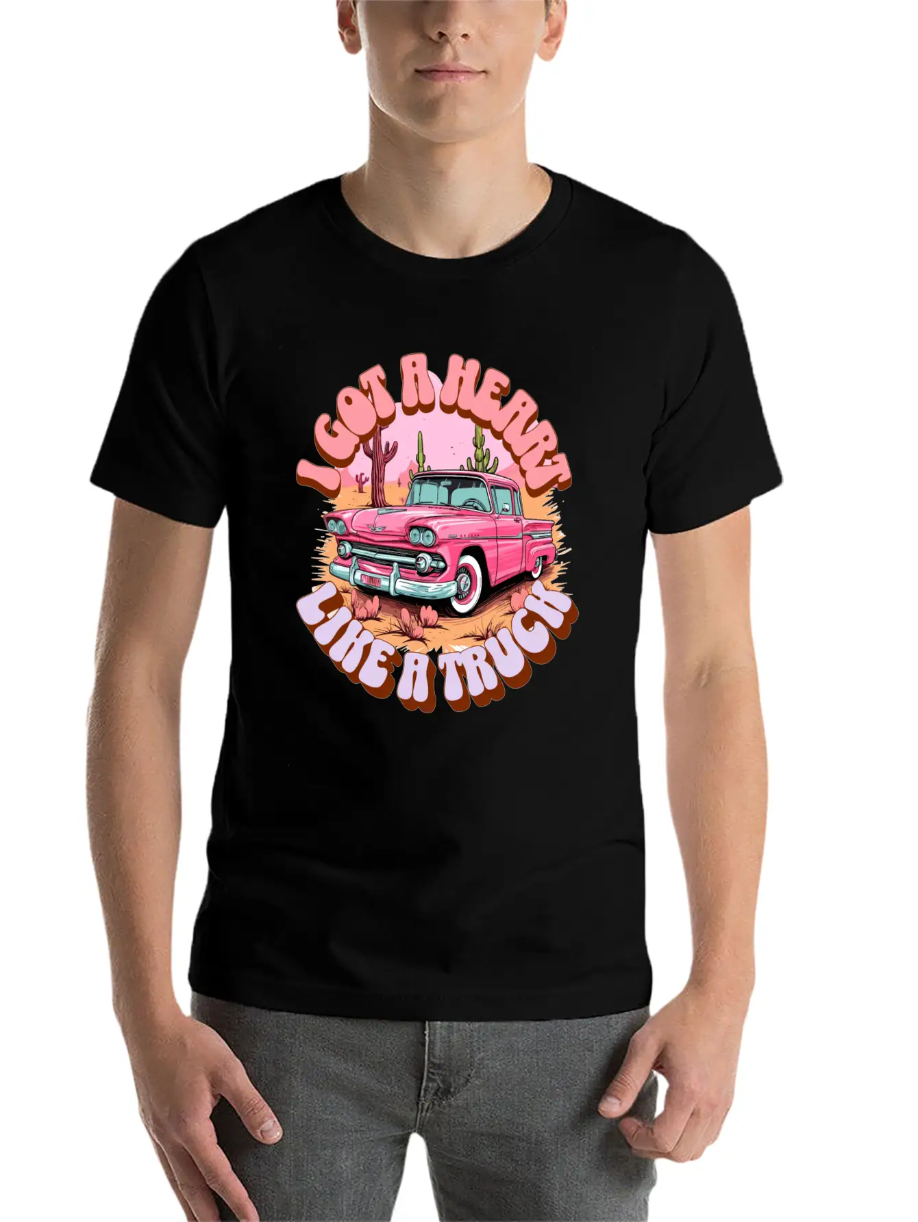 Country, Western, Heart Like A Truck, Western Boho Stylish Everyday T-Shirt – Unisex Basic Cotton Tee