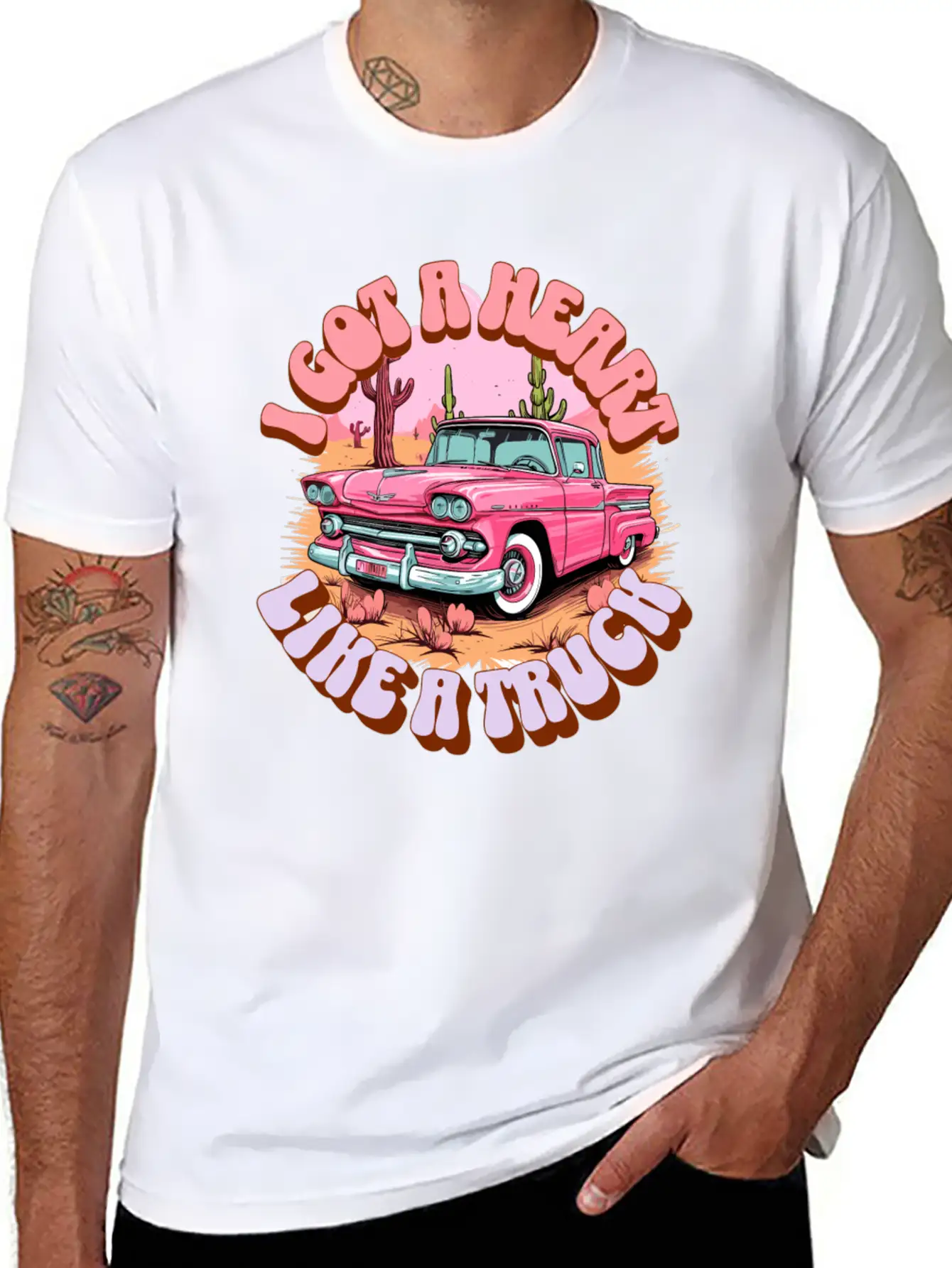 Country, Western, Heart Like A Truck, Western Boho Stylish Everyday T-Shirt – Unisex Basic Cotton Tee