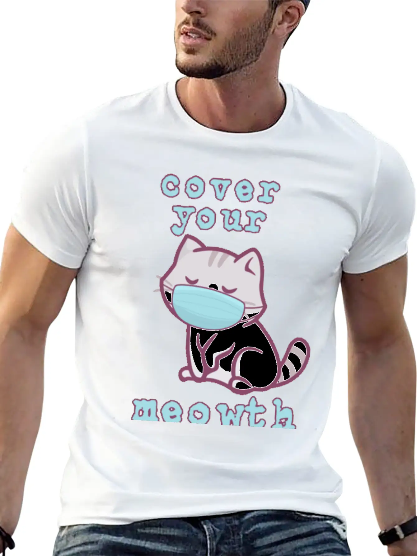 Cover Your Meo Wth Kitten Wearing A Face Mask Cats Stylish Everyday T-Shirt – Unisex Basic Cotton Tee