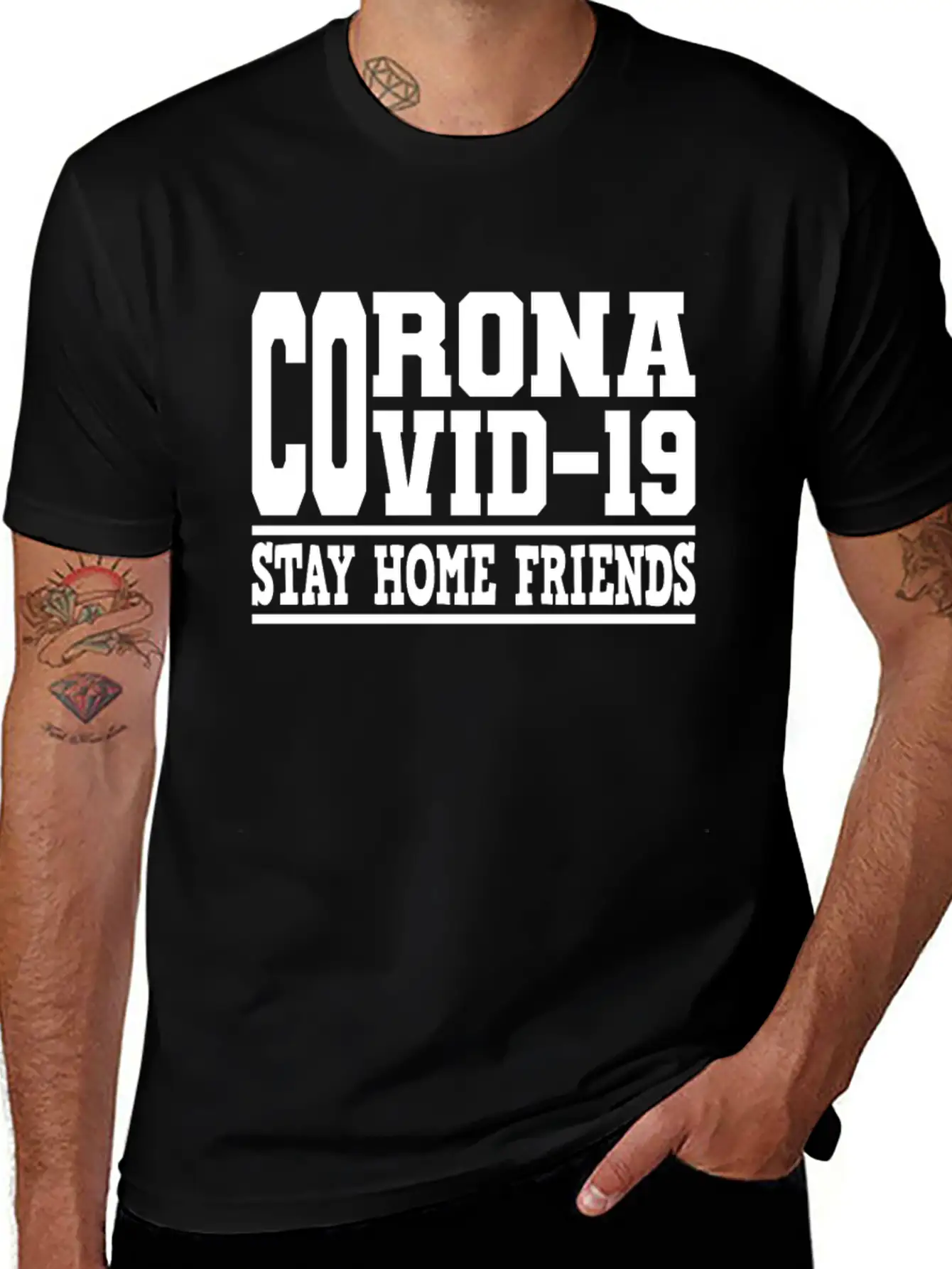 Covid-19 Covid 19 Stay Home Friends Corona Virus Stylish Everyday T-Shirt – Unisex Basic Cotton Tee