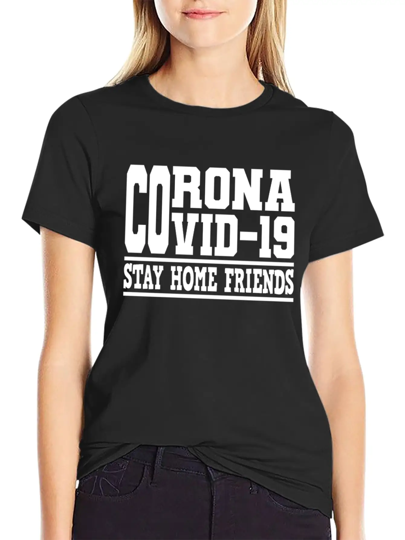 Covid-19 Covid 19 Stay Home Friends Corona Virus Stylish Everyday T-Shirt – Unisex Basic Cotton Tee