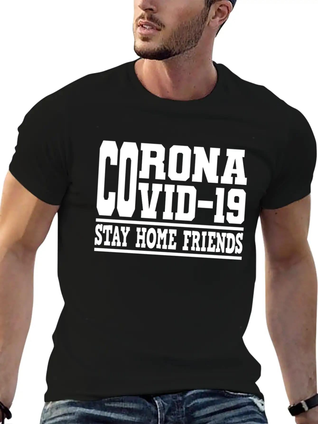 Covid-19 Covid 19 Stay Home Friends Corona Virus Stylish Everyday T-Shirt – Unisex Basic Cotton Tee