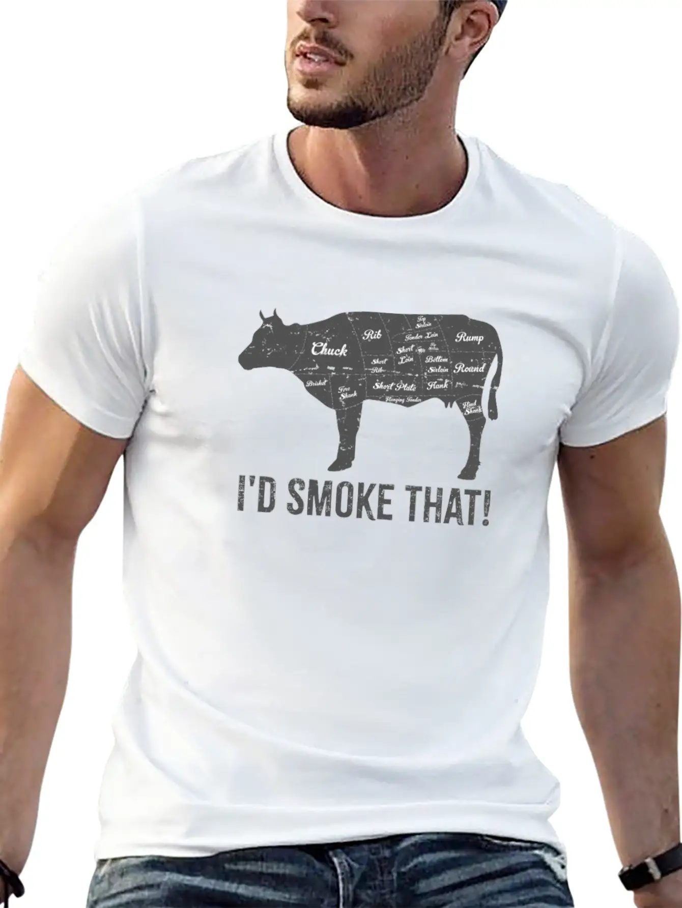 Cow I'd Smoke That BBQ Fathers Day Comfortable Minimalist Graphic Tee – Summer Style Essential