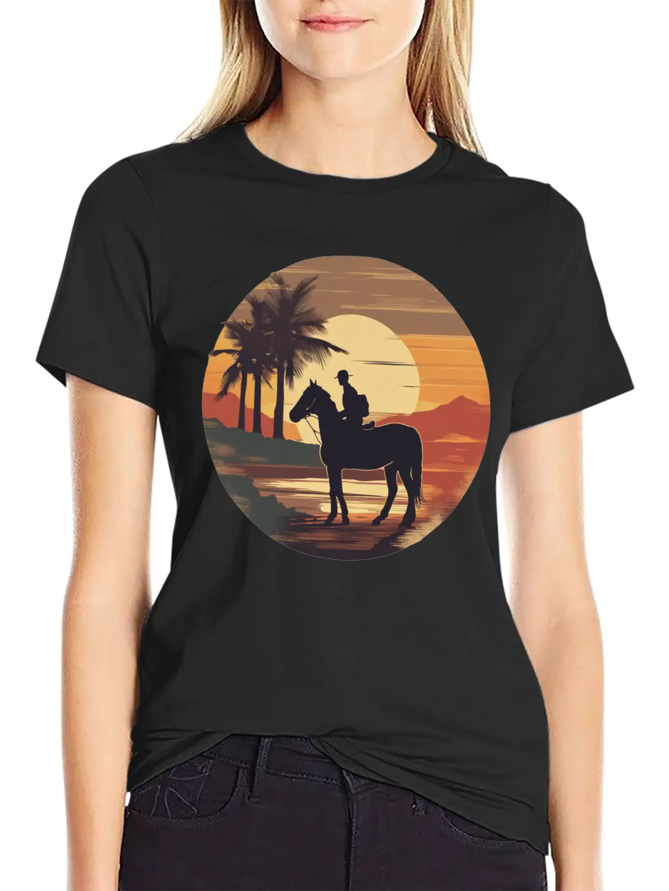 Cowboy Retro Coyboy Sunset Cowboy Horse Stylish Everyday T-Shirt – Unisex Basic Cotton Tee