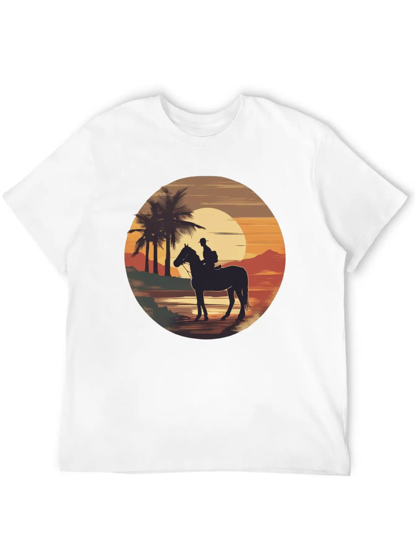 Cowboy Retro Coyboy Sunset Cowboy Horse Stylish Everyday T-Shirt – Unisex Basic Cotton Tee