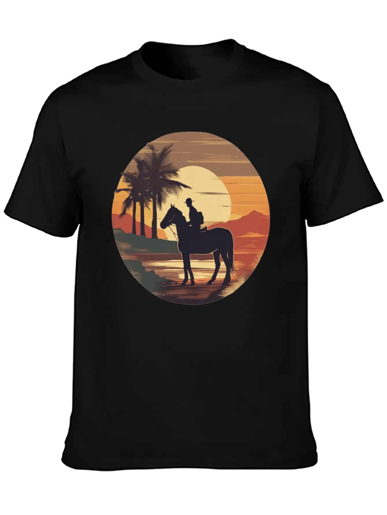 Cowboy Retro Coyboy Sunset Cowboy Horse Stylish Everyday T-Shirt – Unisex Basic Cotton Tee