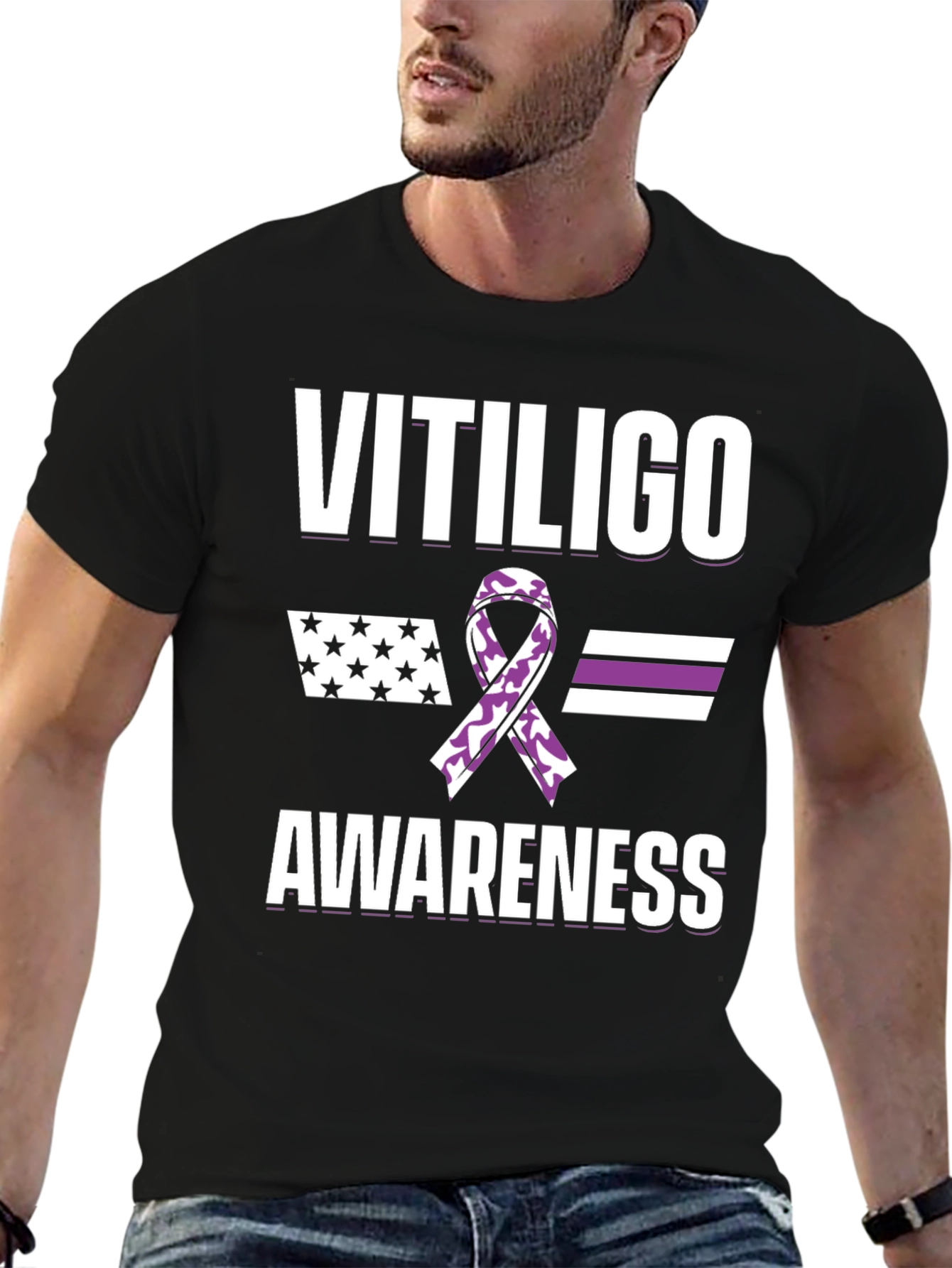 Vitiligo Awareness Ribbon Graphic T-Shirt