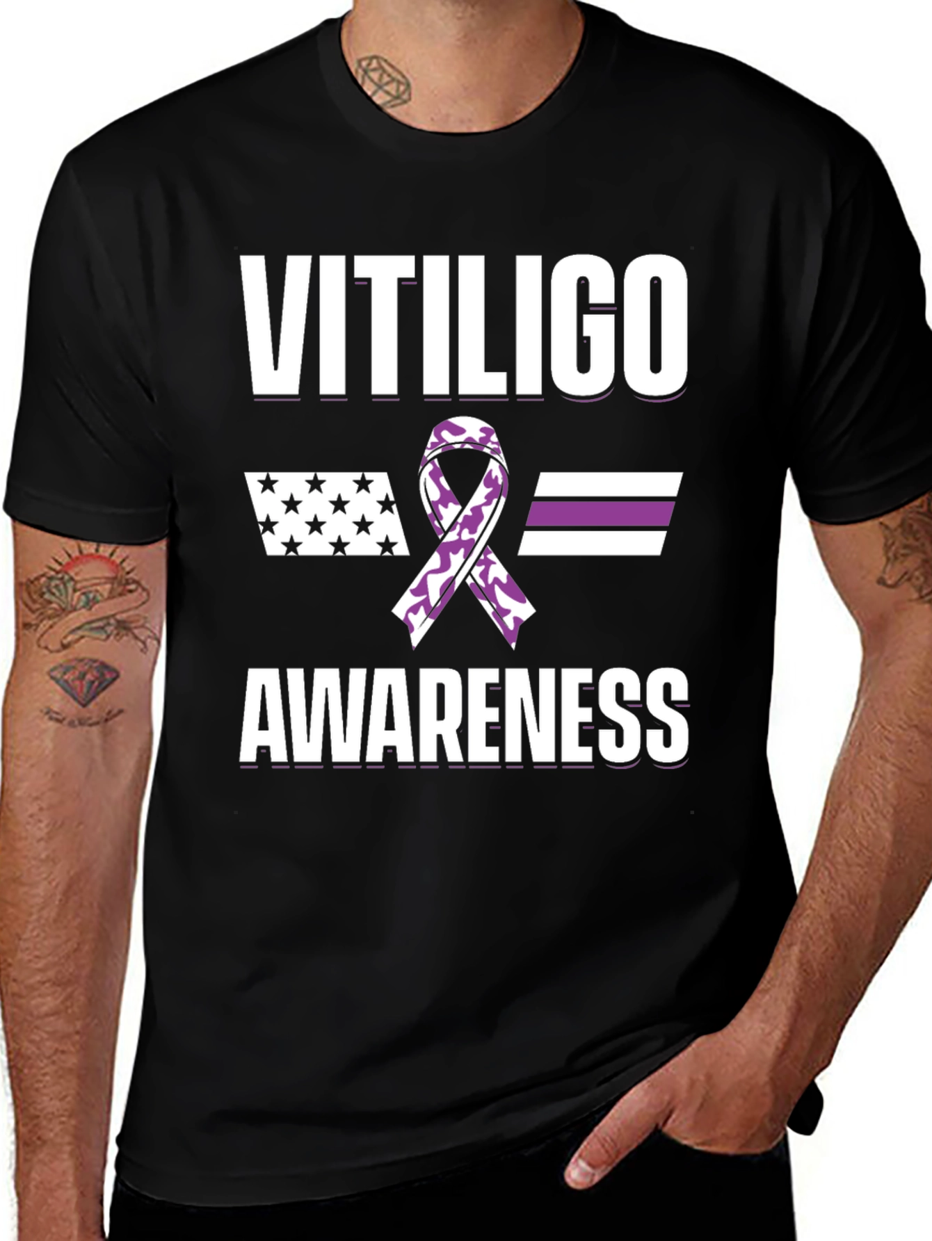 Vitiligo Awareness Ribbon Graphic T-Shirt