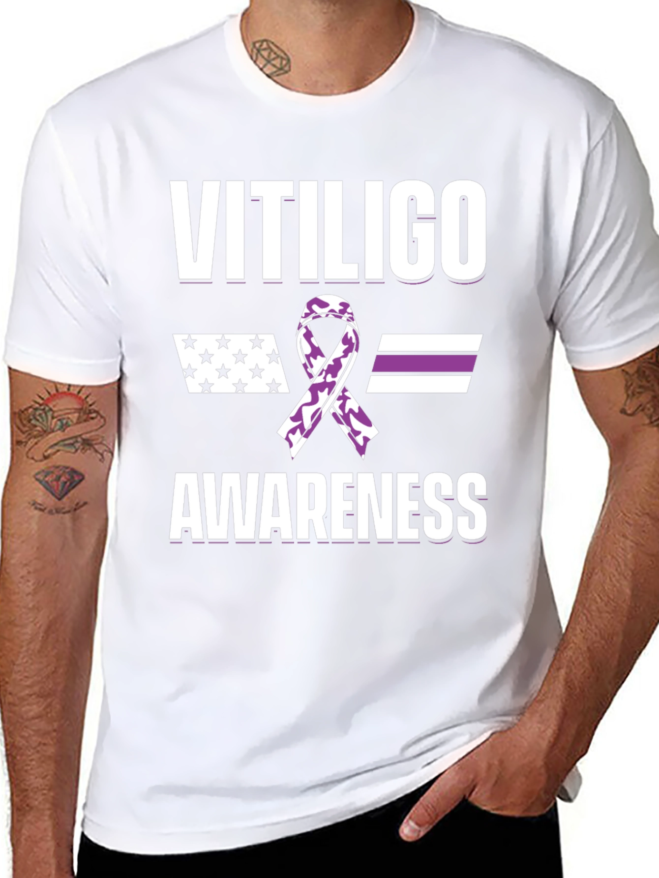 Vitiligo Awareness Ribbon Graphic T-Shirt