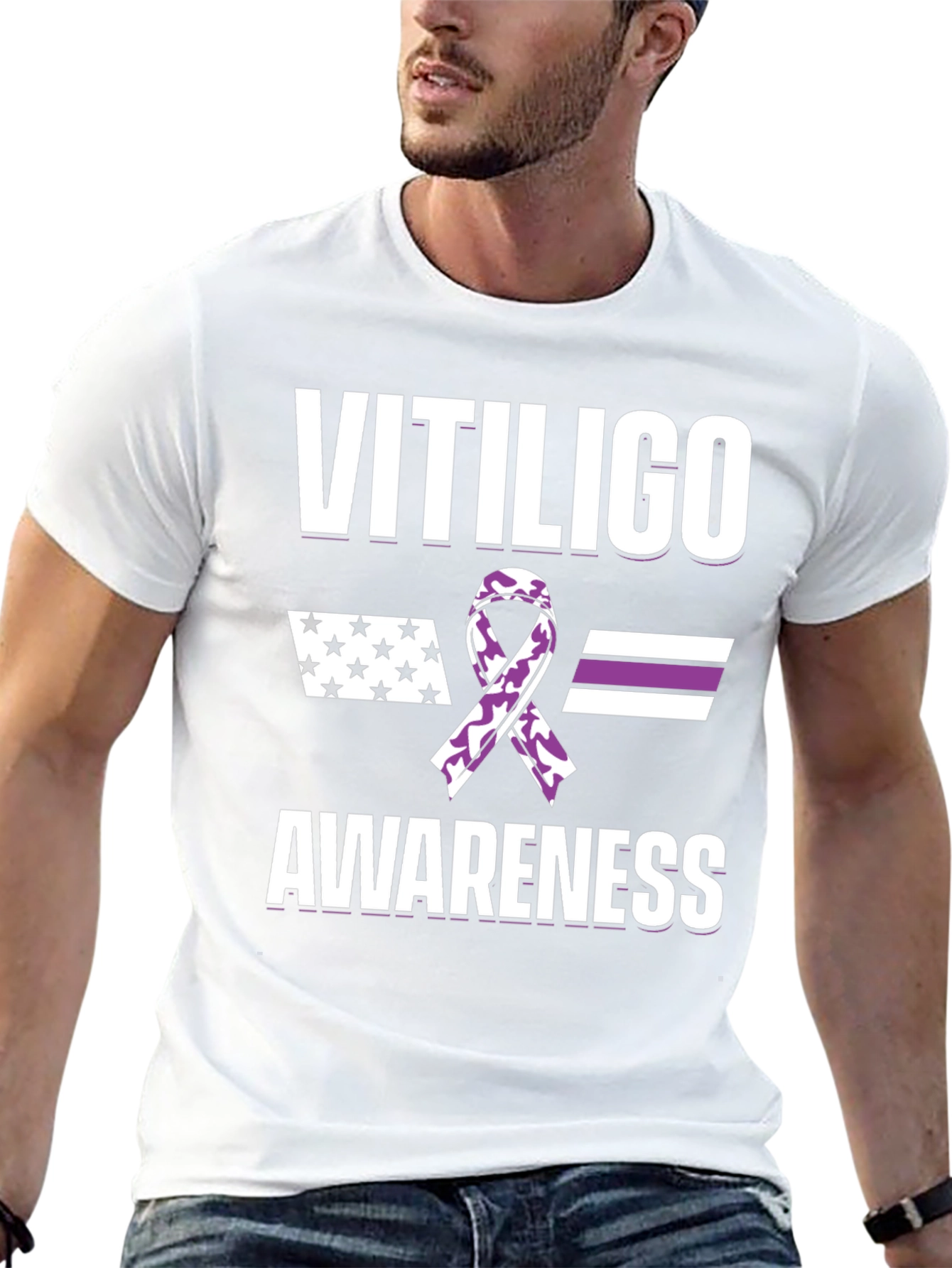 Vitiligo Awareness Ribbon Graphic T-Shirt