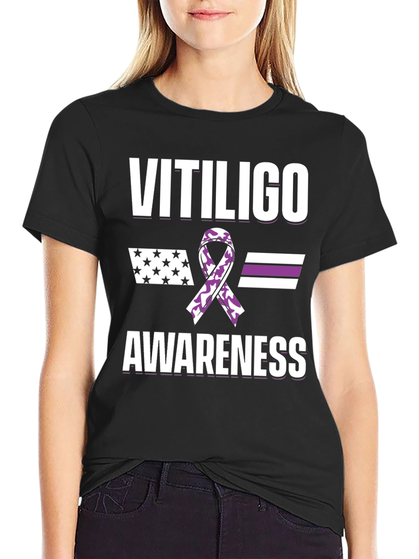 Vitiligo Awareness Ribbon Graphic T-Shirt