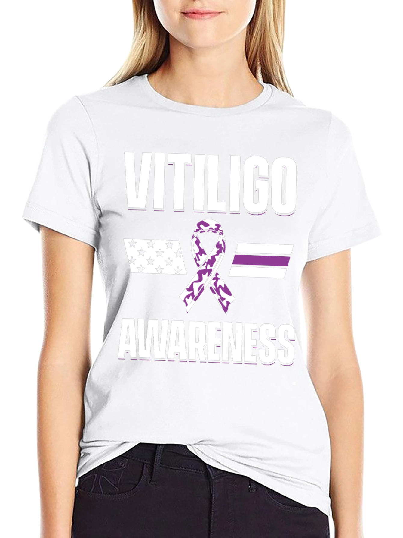 Vitiligo Awareness Ribbon Graphic T-Shirt