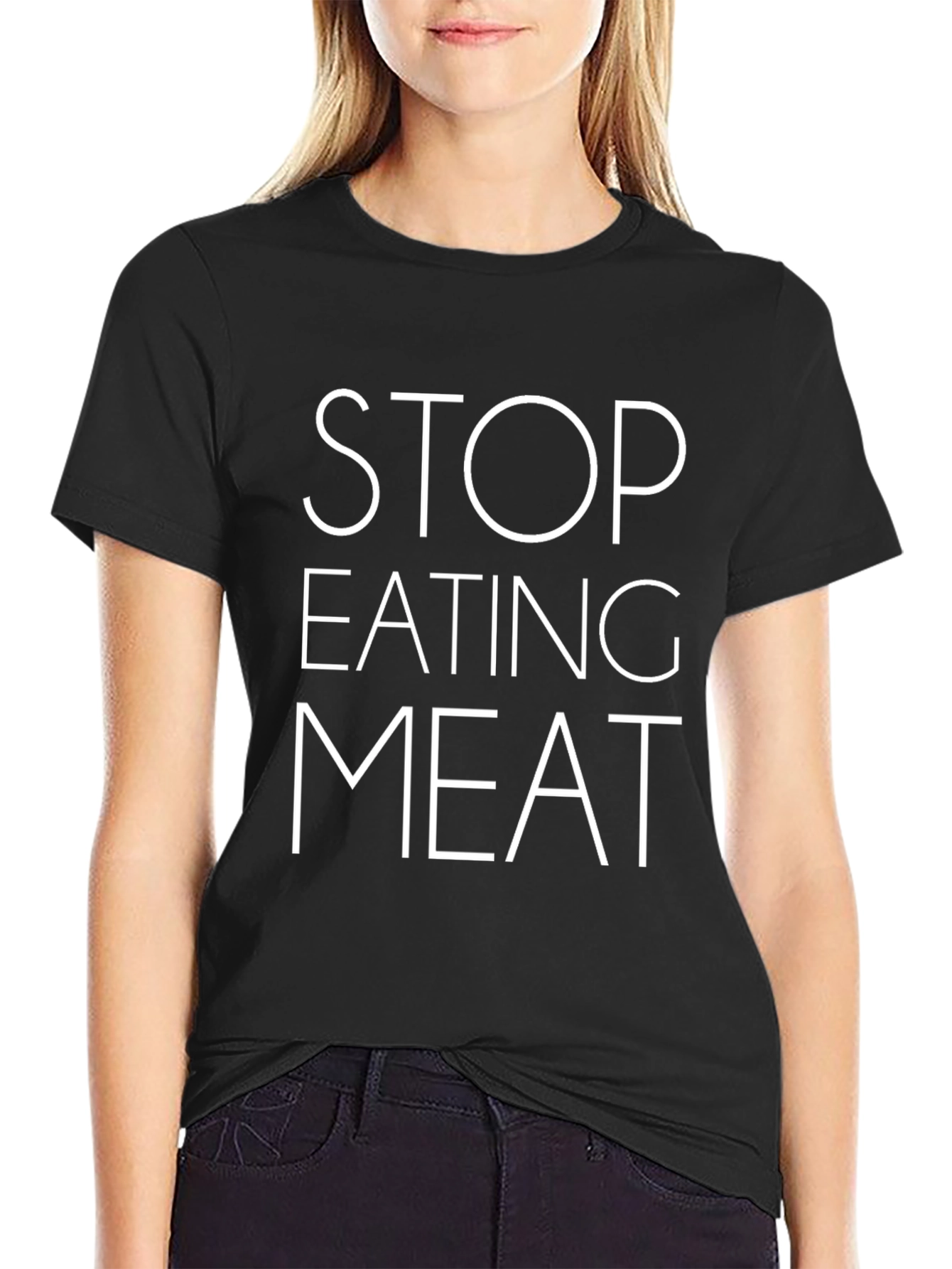 Stop Eating Meat Graphic Tee - Vegan Awareness Shirt
