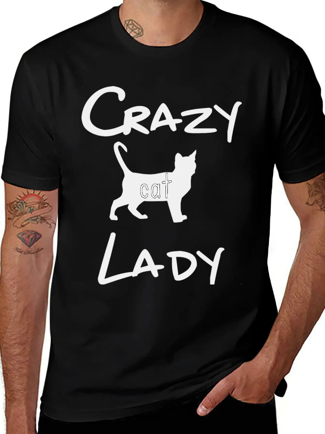 CRAZY CAT LADY Unisex Short Sleeve Soft Cotton T-Shirt – Casual Everyday Wear