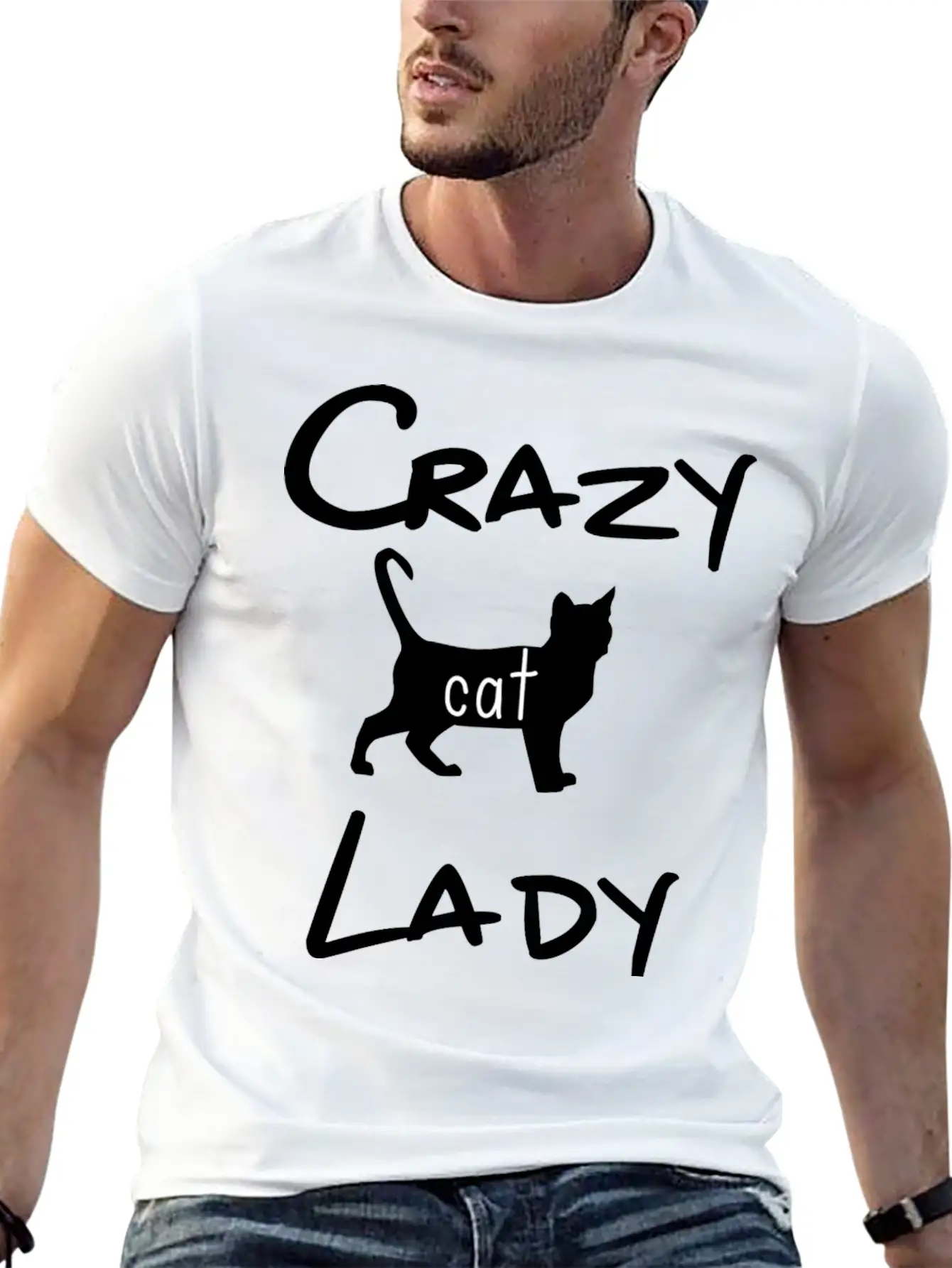 CRAZY CAT LADY Unisex Short Sleeve Soft Cotton T-Shirt – Casual Everyday Wear