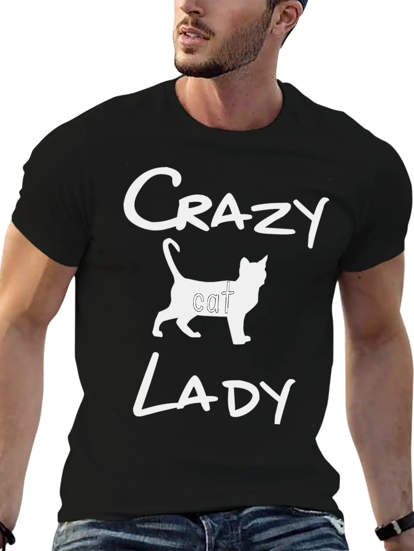 CRAZY CAT LADY Unisex Short Sleeve Soft Cotton T-Shirt – Casual Everyday Wear