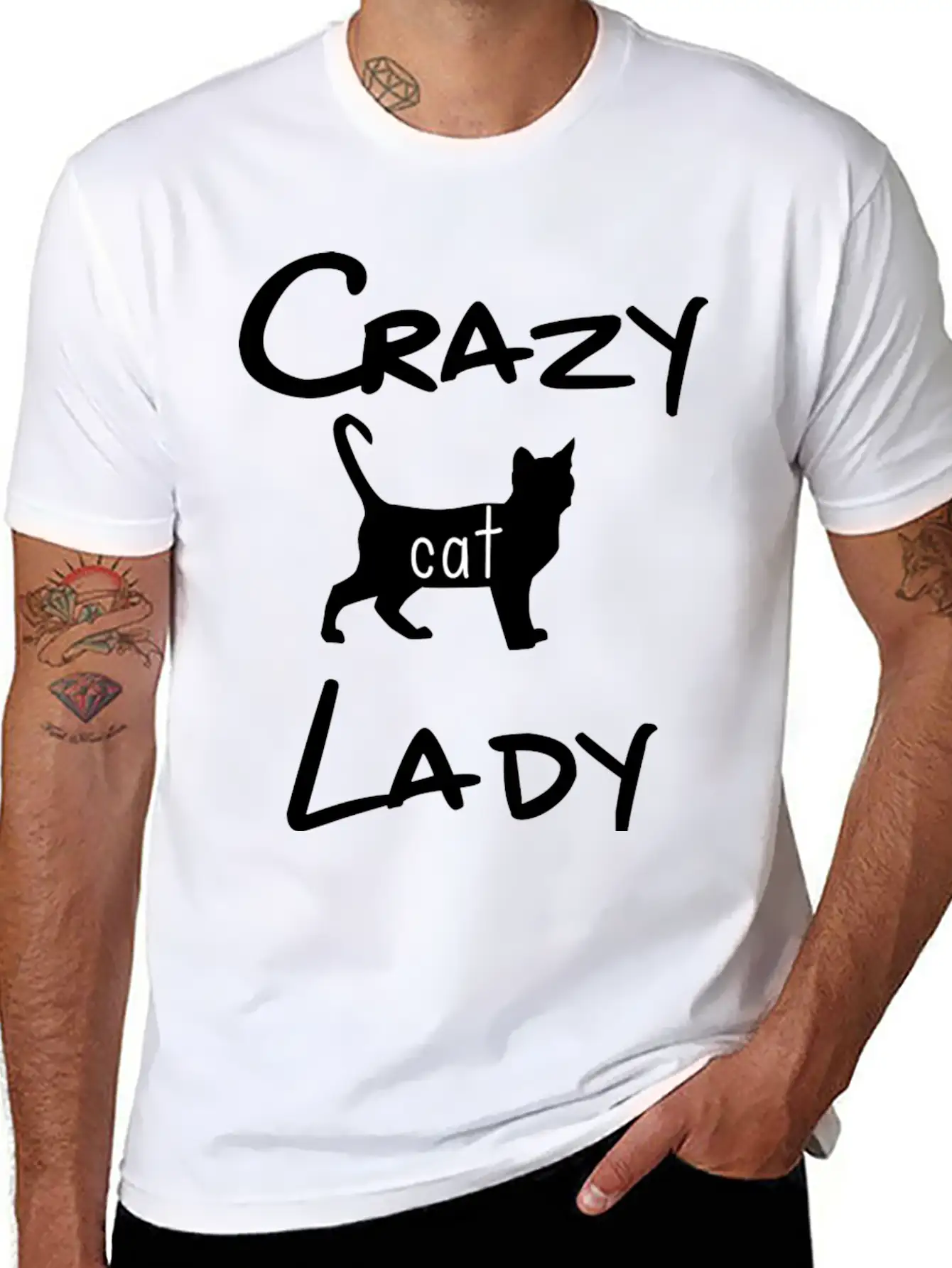 CRAZY CAT LADY Unisex Short Sleeve Soft Cotton T-Shirt – Casual Everyday Wear
