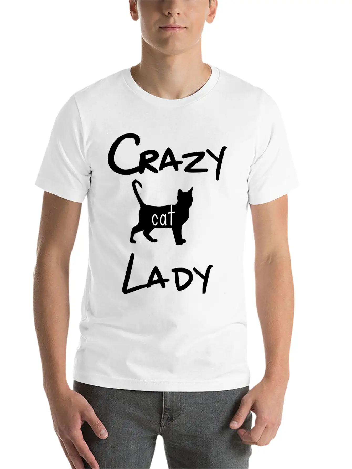 CRAZY CAT LADY Unisex Short Sleeve Soft Cotton T-Shirt – Casual Everyday Wear