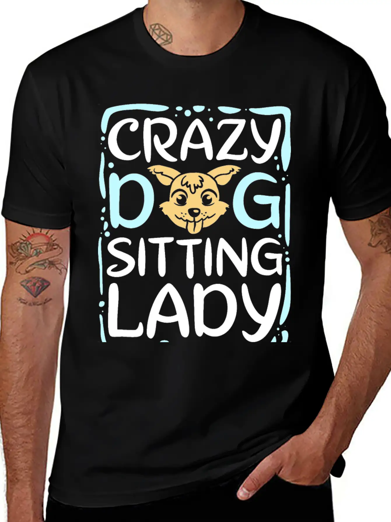 Crazy Dog Sitting Lady Timeless Short Sleeve Tee – Comfy And Minimalist Design