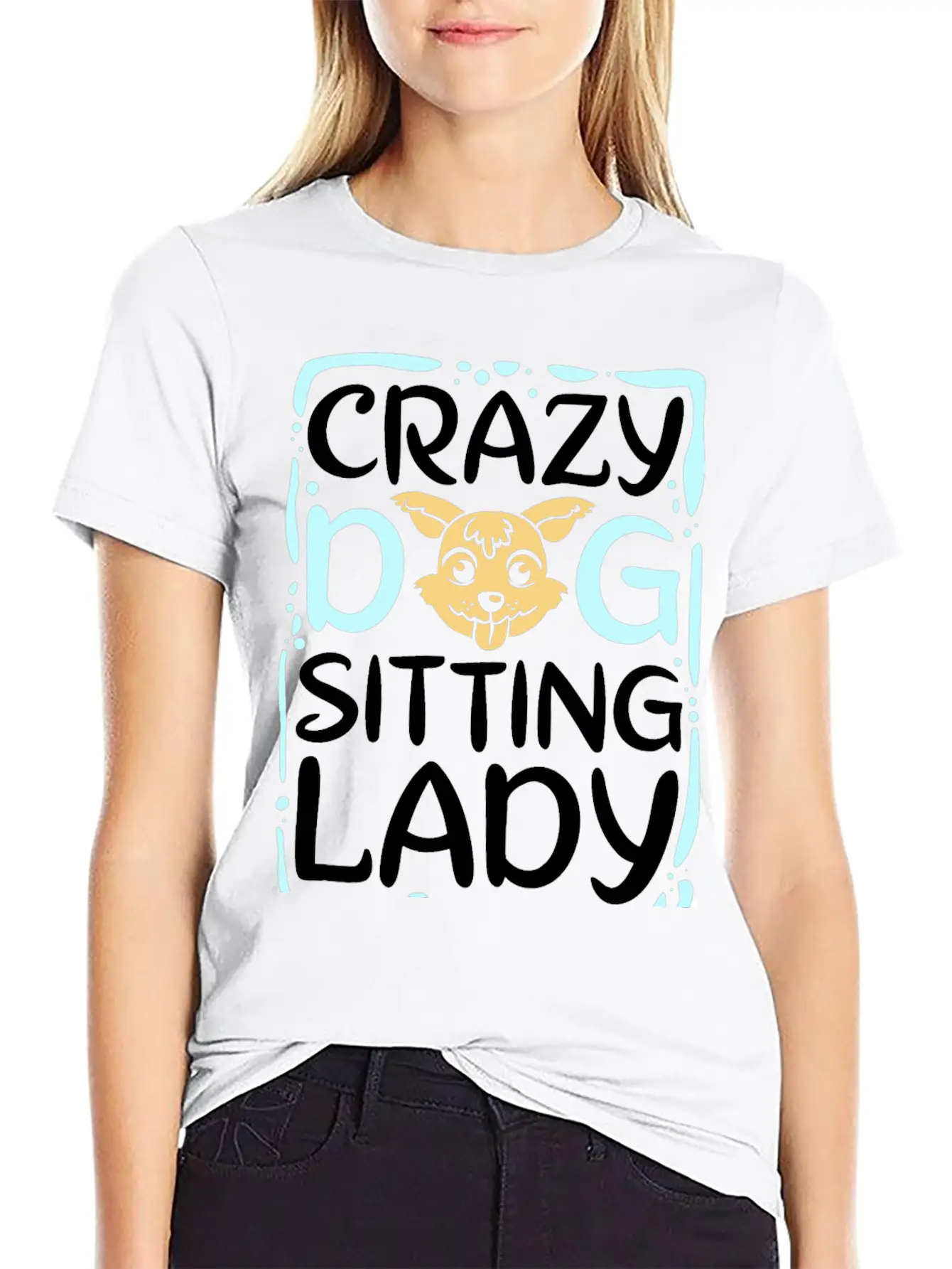 Crazy Dog Sitting Lady Timeless Short Sleeve Tee – Comfy And Minimalist Design