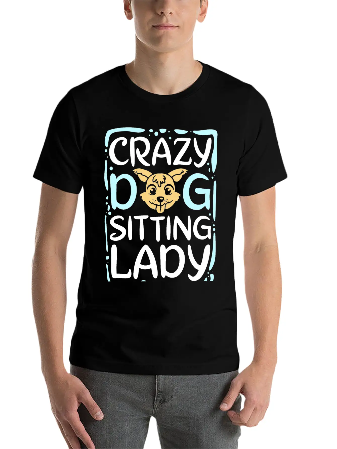 Crazy Dog Sitting Lady Timeless Short Sleeve Tee – Comfy And Minimalist Design