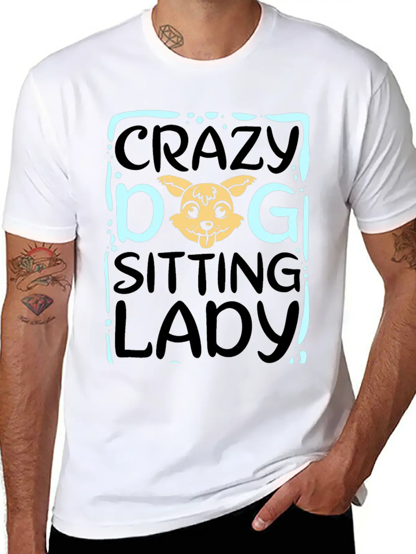 Crazy Dog Sitting Lady Timeless Short Sleeve Tee – Comfy And Minimalist Design