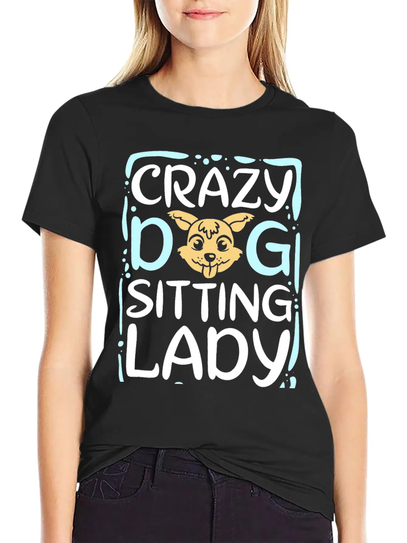 Crazy Dog Sitting Lady Timeless Short Sleeve Tee – Comfy And Minimalist Design