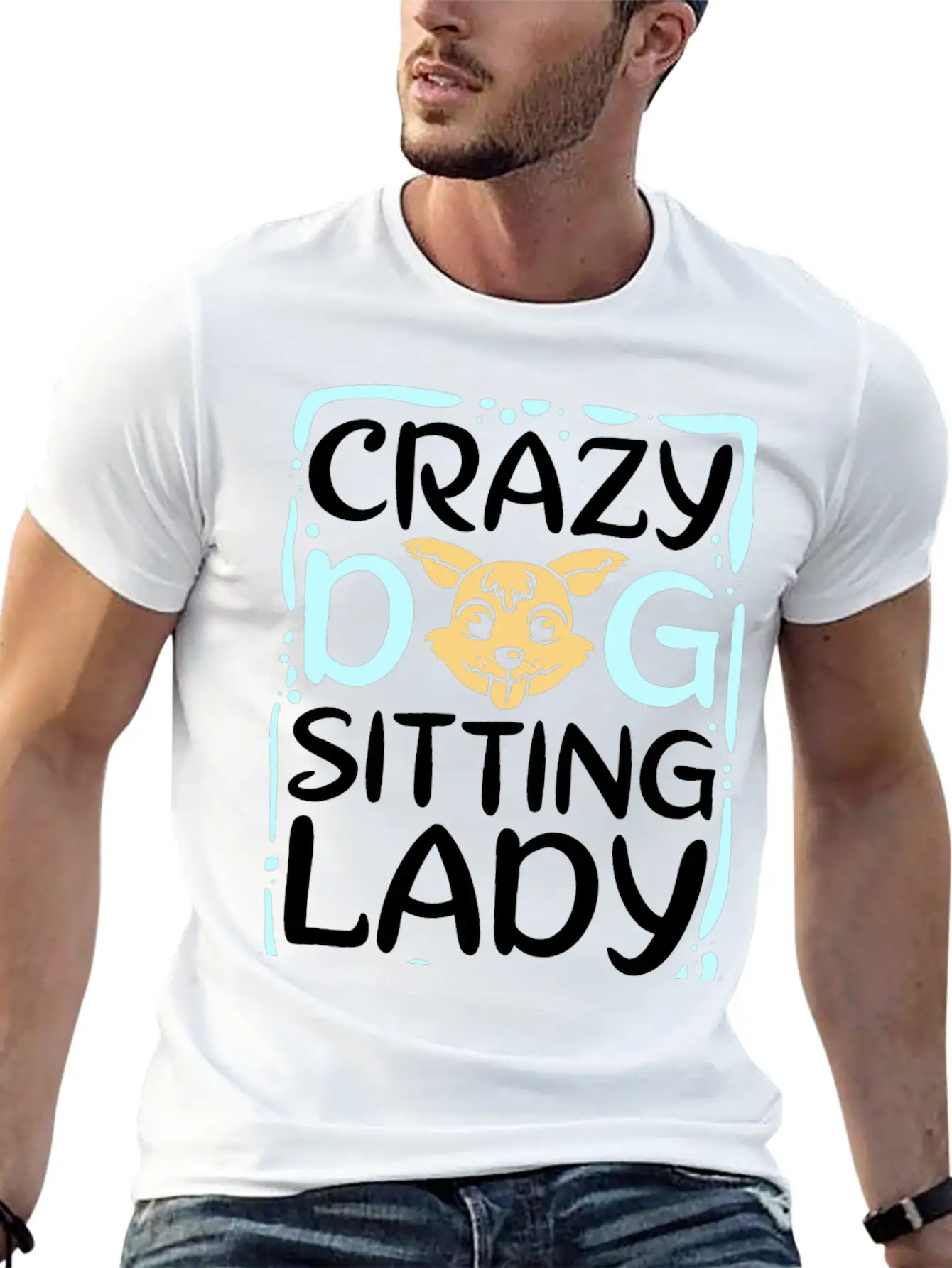 Crazy Dog Sitting Lady Timeless Short Sleeve Tee – Comfy And Minimalist Design