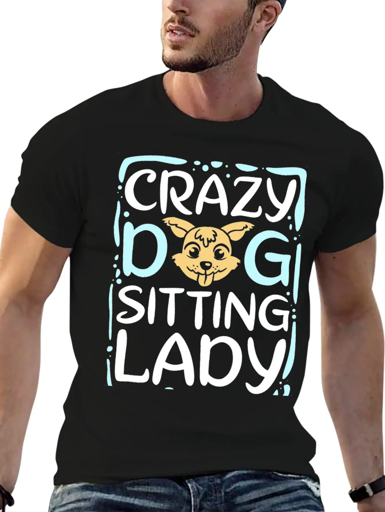 Crazy Dog Sitting Lady Timeless Short Sleeve Tee – Comfy And Minimalist Design