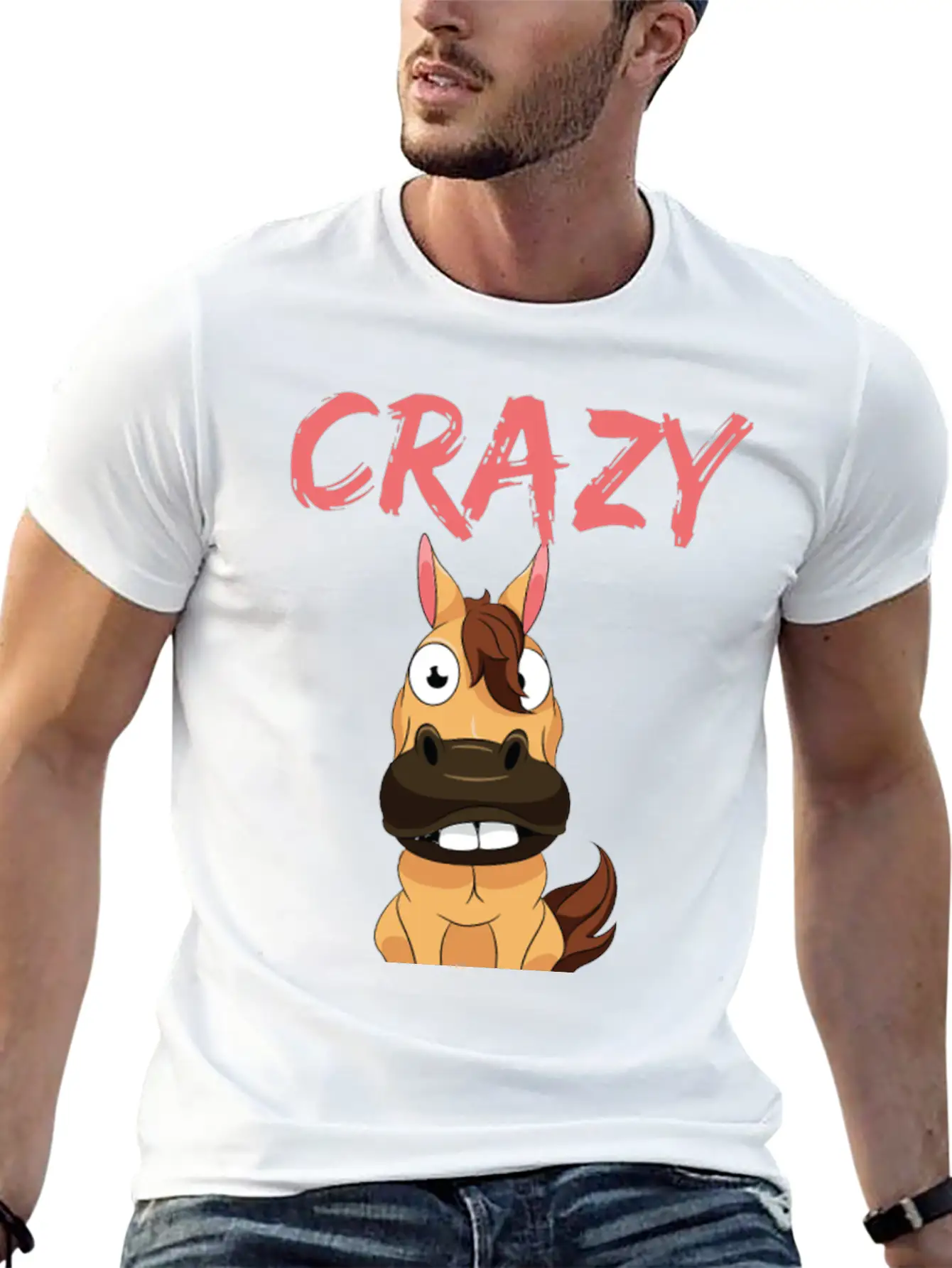 CRAZY HORSE Unisex Casual T-Shirt – Clean Design For Daily Comfort