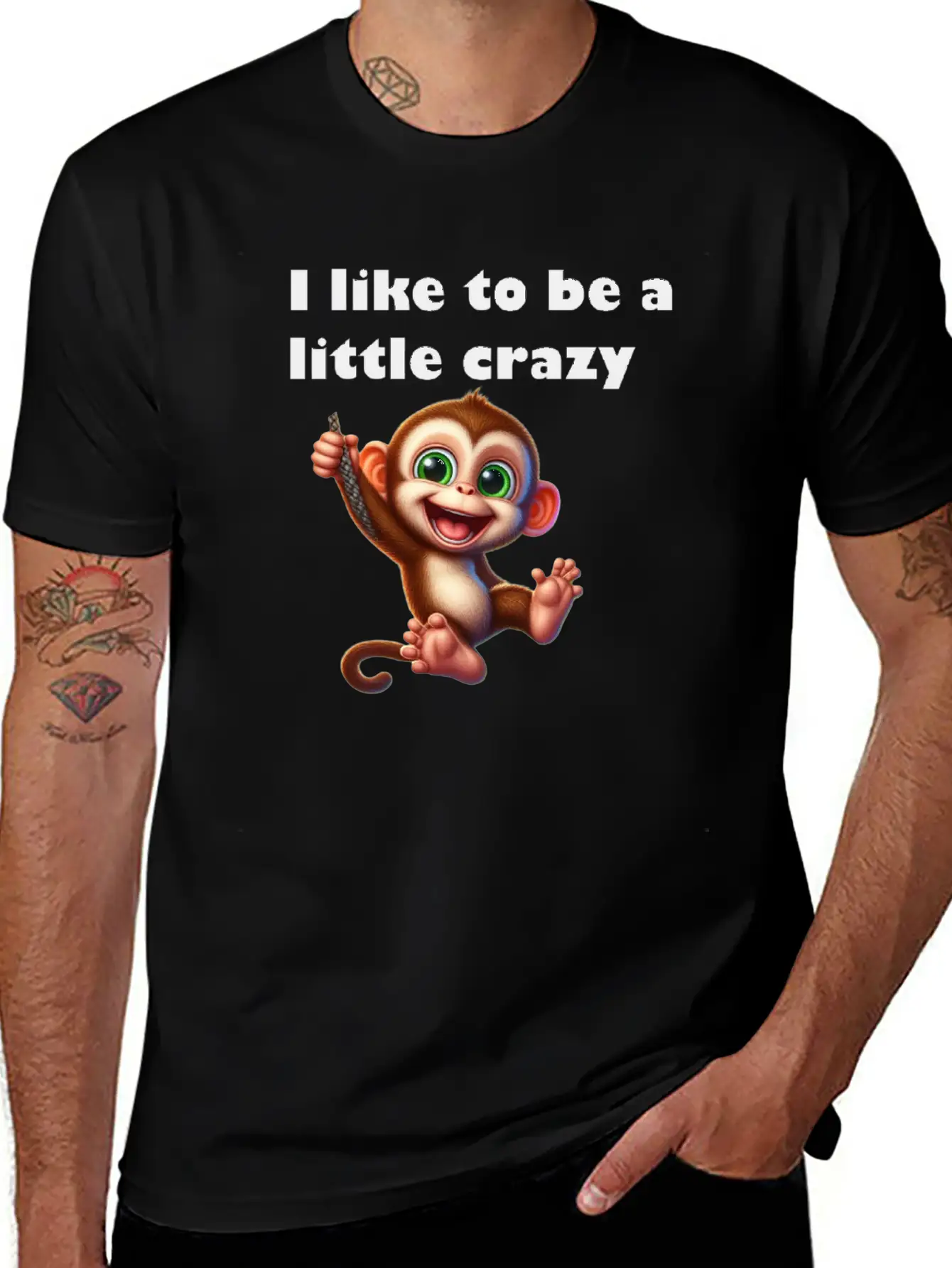 Crazy Monkey Unisex Short Sleeve Soft Cotton T-Shirt – Casual Everyday Wear
