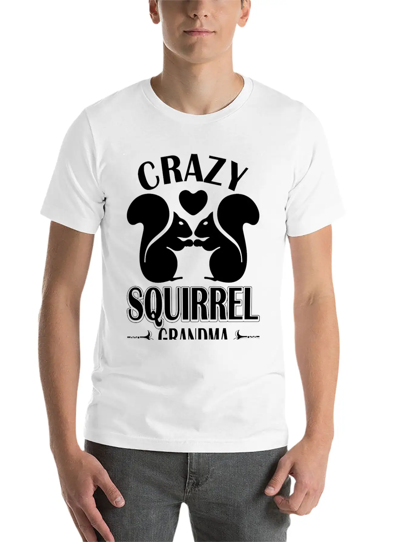 Crazy Squirrel Grandma Unisex Short Sleeve Soft Cotton T-Shirt – Casual Everyday Wear