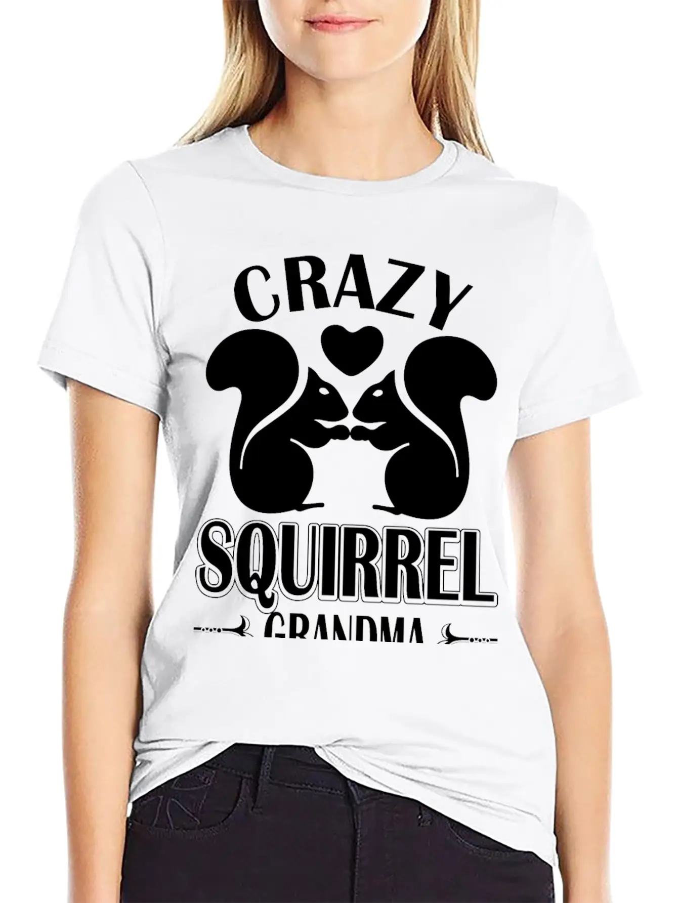Crazy Squirrel Grandma Unisex Short Sleeve Soft Cotton T-Shirt – Casual Everyday Wear
