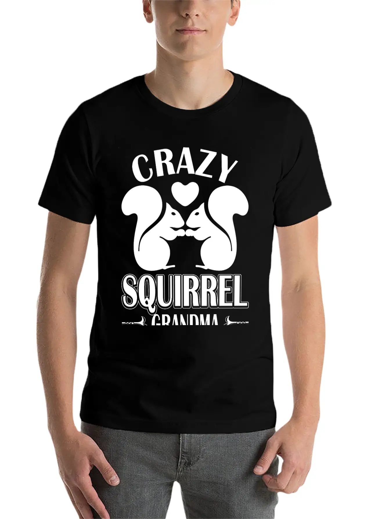 Crazy Squirrel Grandma Unisex Short Sleeve Soft Cotton T-Shirt – Casual Everyday Wear