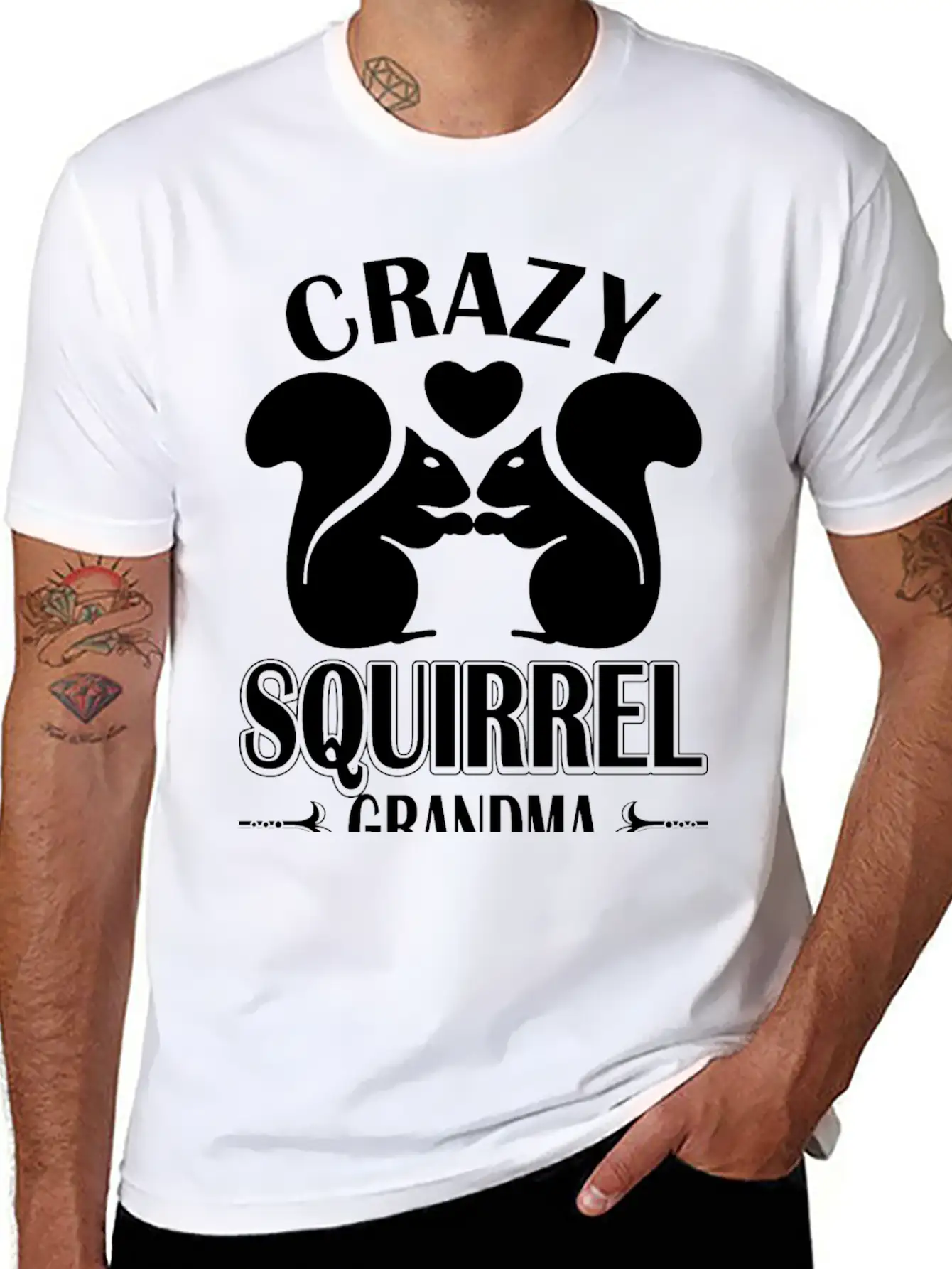 Crazy Squirrel Grandma Unisex Short Sleeve Soft Cotton T-Shirt – Casual Everyday Wear