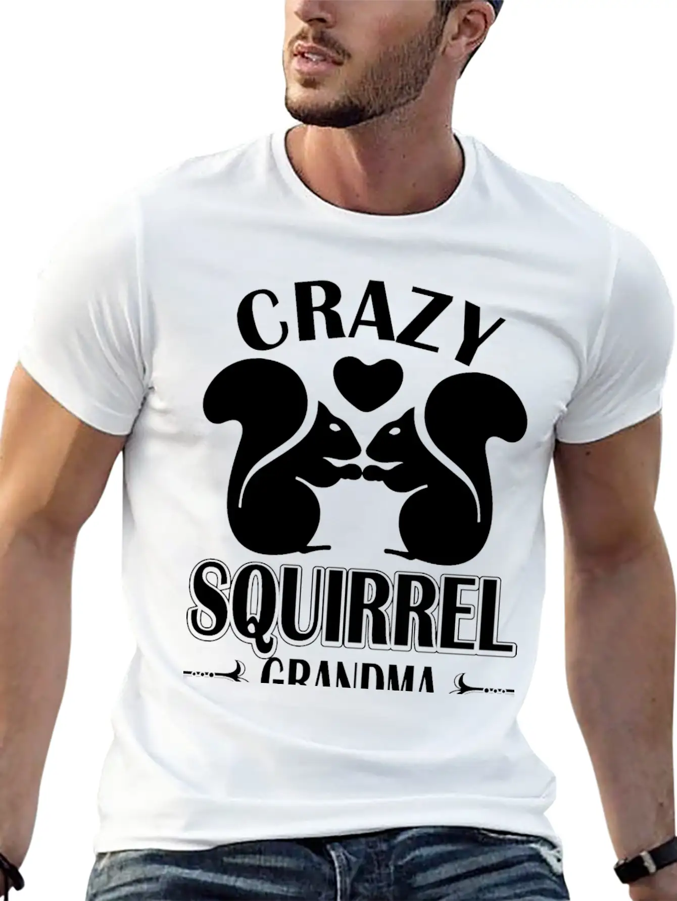 Crazy Squirrel Grandma Unisex Short Sleeve Soft Cotton T-Shirt – Casual Everyday Wear