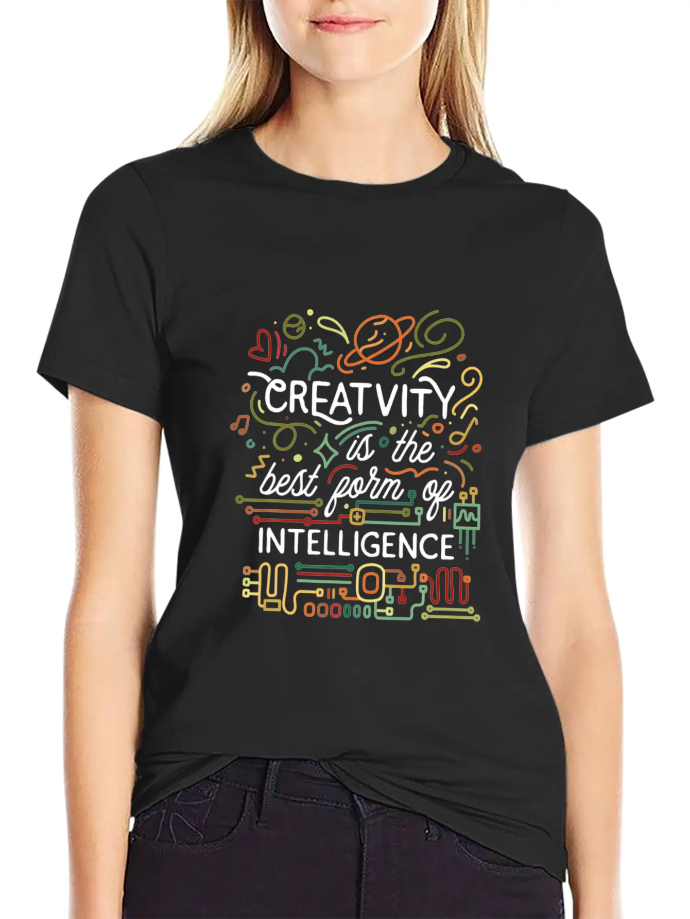 Creativity Is The Best Form Of Intelligence Arts Basic Graphic T-Shirt – Daily Comfort In Soft Cotton
