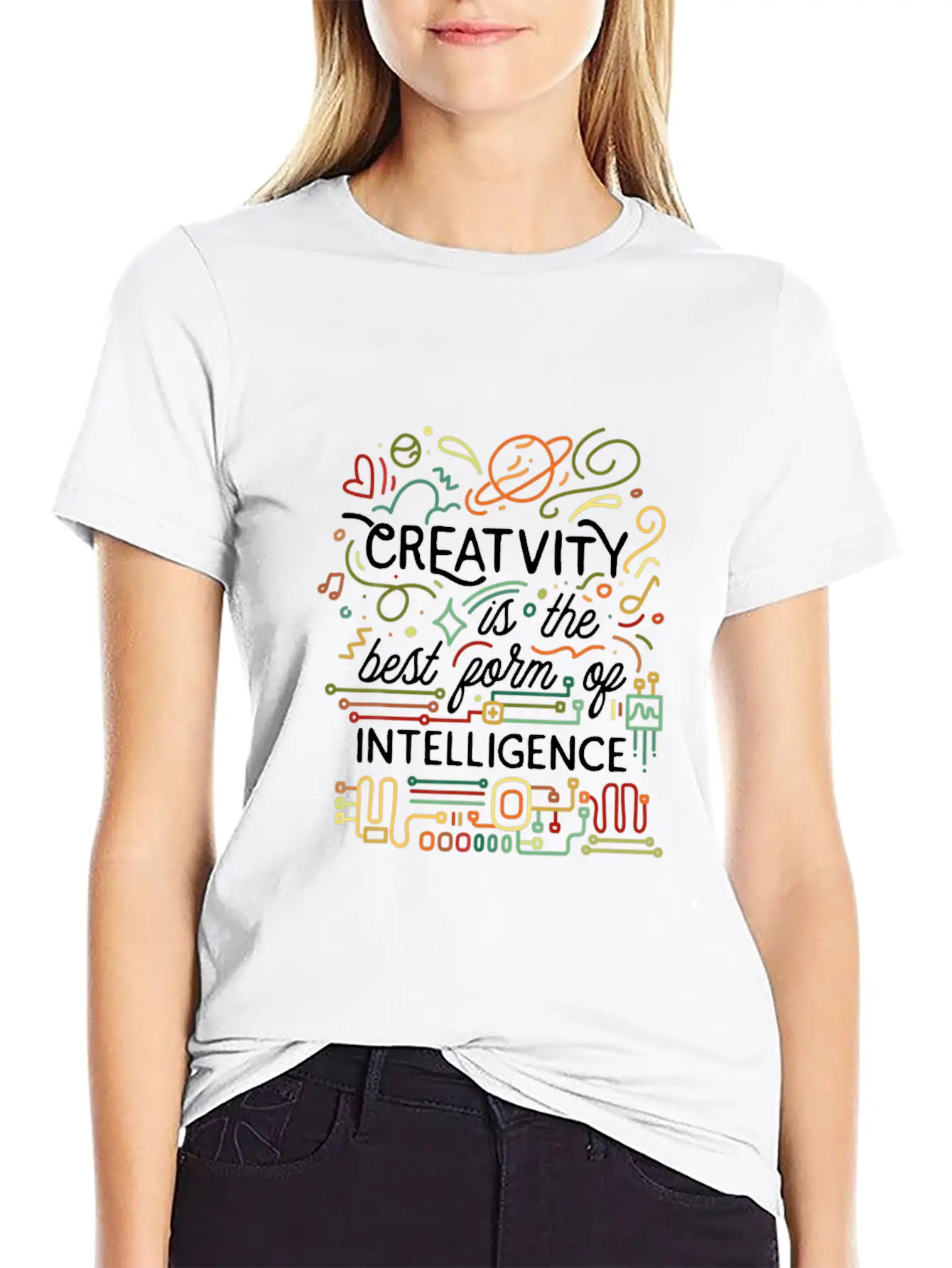 Creativity Is The Best Form Of Intelligence Arts Basic Graphic T-Shirt – Daily Comfort In Soft Cotton