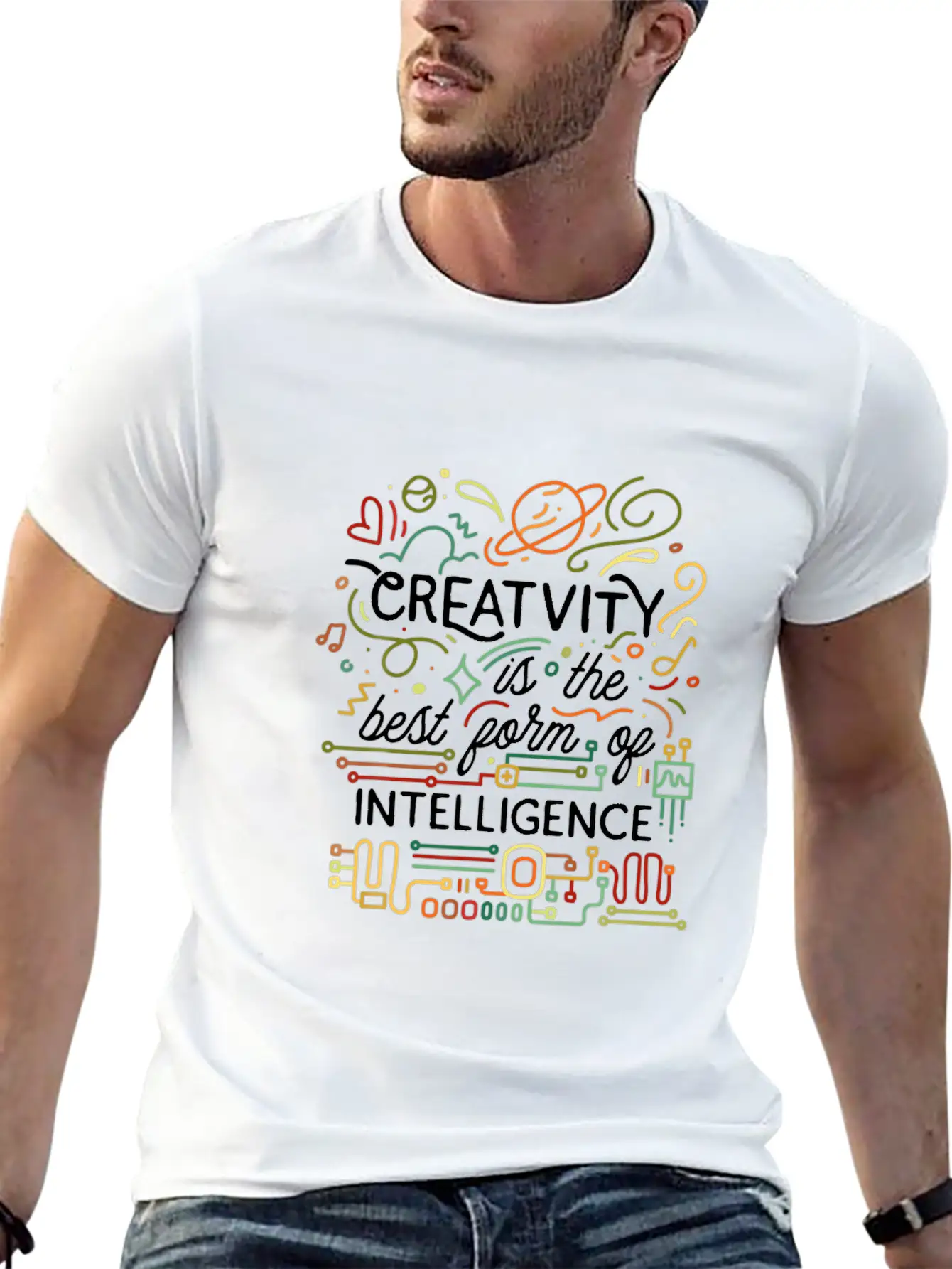 Creativity Is The Best Form Of Intelligence Arts Basic Graphic T-Shirt – Daily Comfort In Soft Cotton
